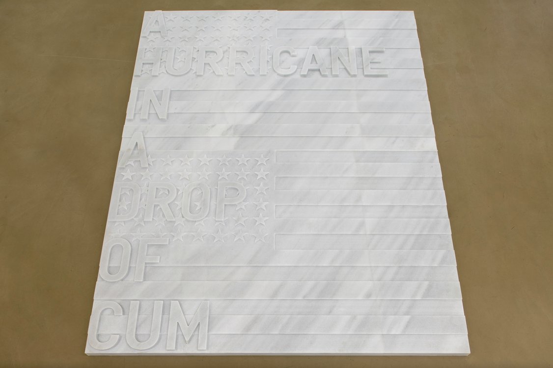 Rirkrit Tiravanija, untitled 2020 (a hurricane in a drop of cum) (two flags, 1962), 2020