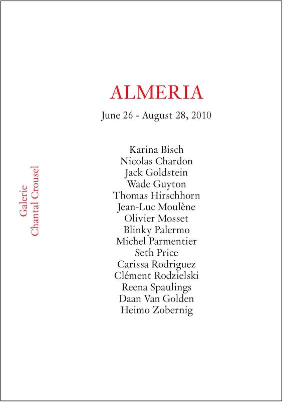 Blinky Palermo, Nicolas Chardon, Jack Goldstein, Wade Guyton, Thomas Hirschhorn, Karina Bisch, Olivier Mosset, Jean-Luc Moulène, Michel Parmentier, Seth Price, Reena Spaulings, Carissa Rodriguez, Clément Rodzielski, Daan Van Golden, Heimo Zobernig